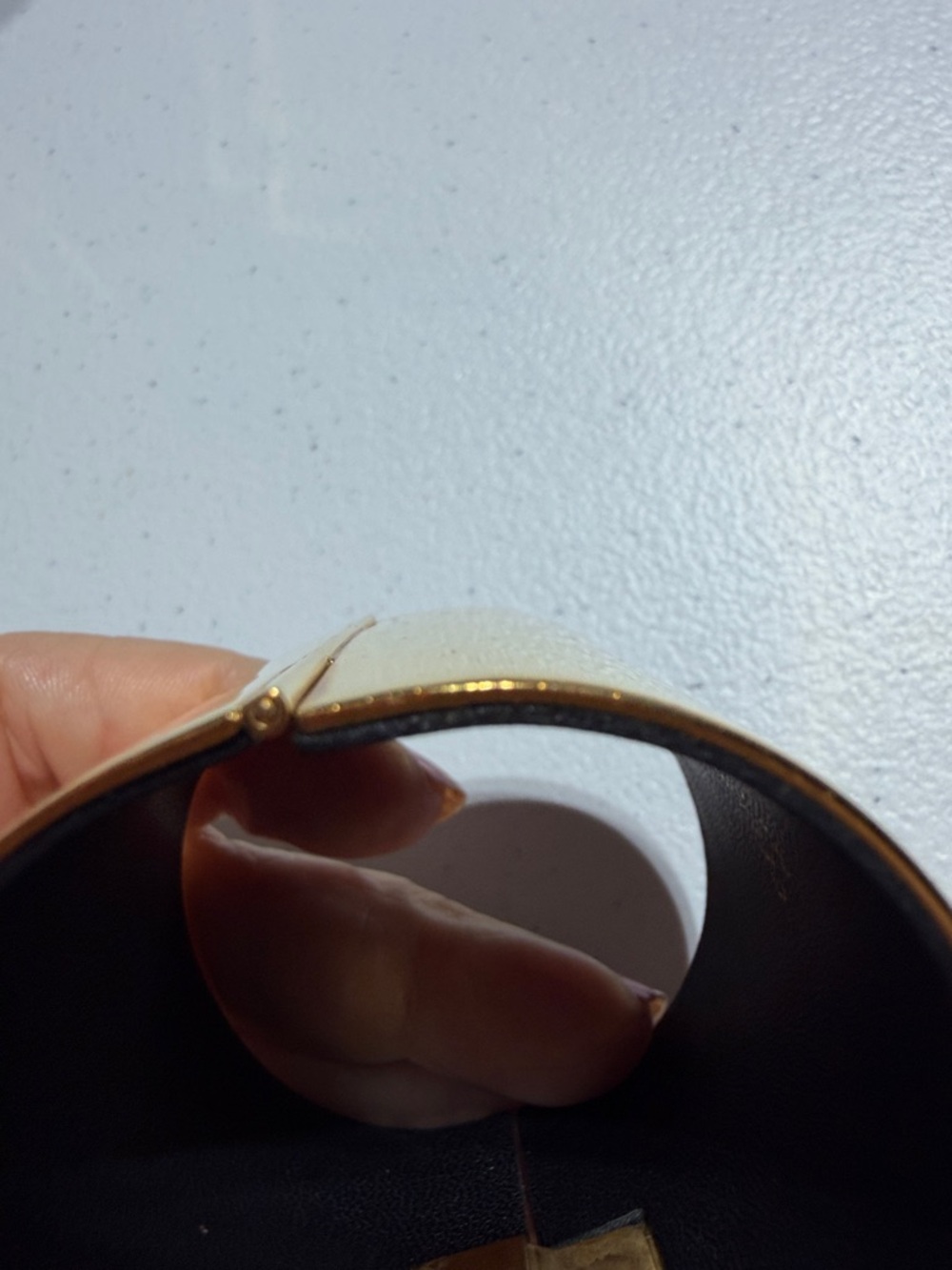 Celine Flawed Beauty Goldtone Clamper Cuff  (4) - Picture 8 of 11